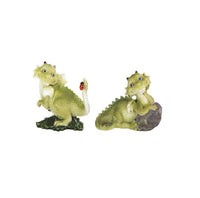 Cute Green Dragon Baby Ladybug Figurine 3.75"W