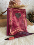 Rose Color Heart Design Craft Leather Journal Diary with Pen