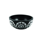 Black 7 Chakra Hand Carved Stone Smudge Bowl 4"