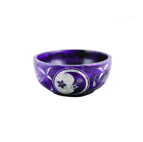 Designs By Deekay Inc - Purple Moon Hand Carved Stone Smudge Bowl 4"