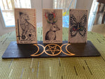 Triple Moon Pentagram Tarot Card Holder - Oracle Card Holder - Altar Card Holder