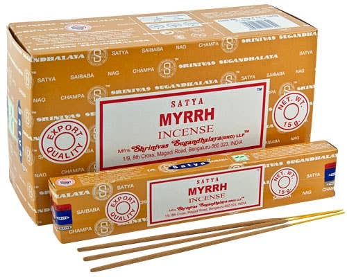 Myrrh Satya Incense Sticks 1 Dozen 15 Gram Packs